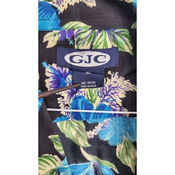 GJC Men's Floral XL ST. Thomas Cabana Style Button Down Short Sleeve Shirt - Picture 6 of 7